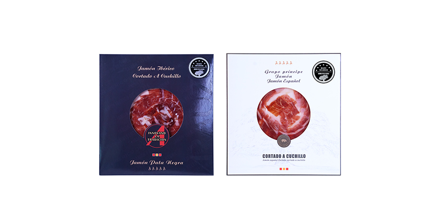 Rebanadas de jamón estándar negro de cerdo negro ibérico
