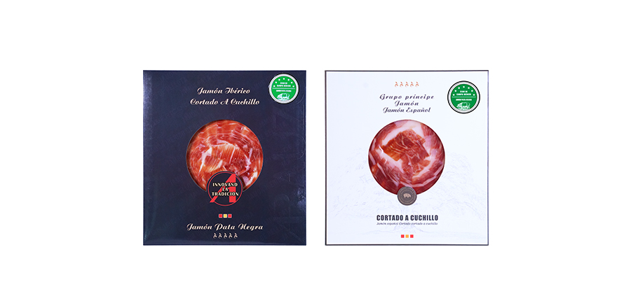 Rebanadas de jamón estándar verde de cerdo negro ibérico
